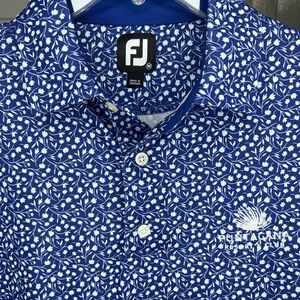 FootJoy ProDry Lisle Tossed Tulips Golf Polo Shirt in Blue White - Medium